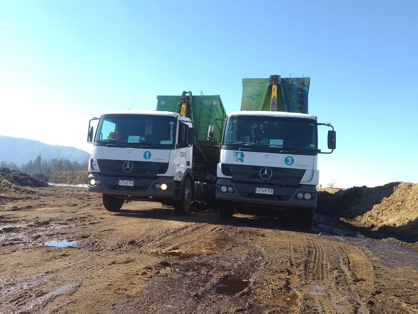 Camiones del contrato de transporte de residuos orgánicos para Agrosuper